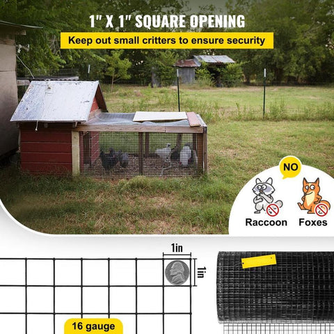 Hardware Cloth, 36" x 50' & 1"x1" Mesh Size, Galvanized Steel Vinyl Coated 16 Gauge Chicken Wire Fencing with A Cutting Plier & A Pair of Fabric Gloves, for Garden Fencing & Pet Enclosures,