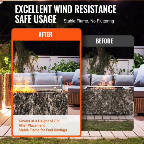 Glass Wind Guard for Rectangular Fire Pit Table 36 x 16 x 7.5 Inch, 0.31 inch Thick and Sturdy Tempered Glass Panel with Hard Aluminum Corner Bracket & Rubber Feet, Easy to Assemble