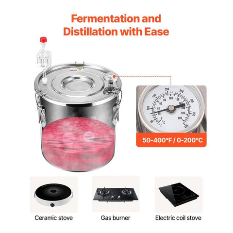 Alcohol Still, 5 Gal / 19 L Stainless Steel Water Alcohol Distiller with Copper Coil for Fast Cooling, Dual Condenser Distiller Kit with Secondary Distillation, for Wine Whisky Brandy, Silver