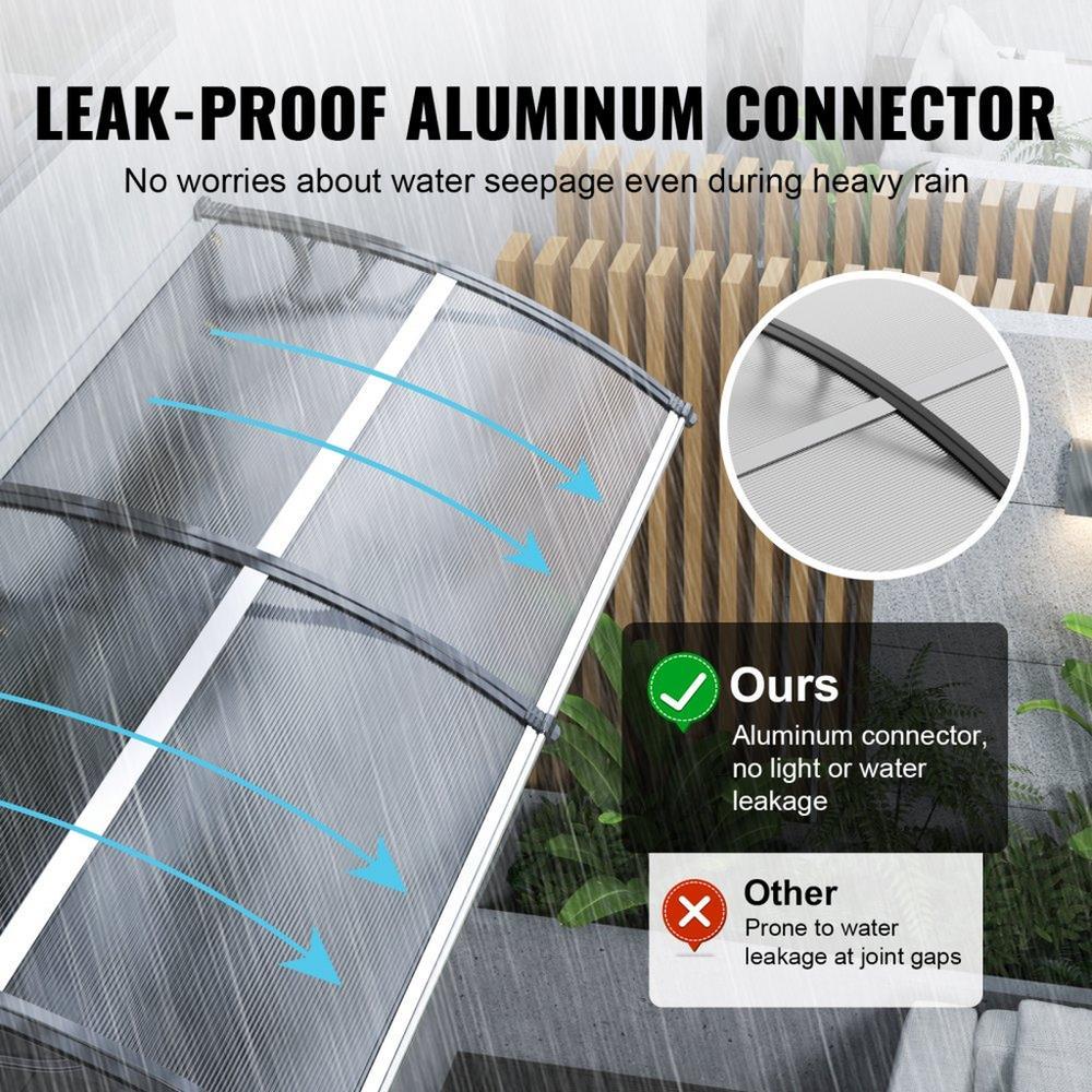 Window Door Awning Canopy 40" x 40", UPF 50+ Polycarbonate Entry Door Outdoor Window Awning Exterior, Front Door Overhang Awning for Sun Shutter, UV, Rain, Snow Protection, Hollow Sheet
