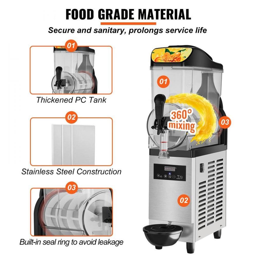 Commercial Slushy Machine, 12L/3.2Gal Stainless Steel Margarita Smoothie Frozen Drink Maker, 50 Cup Triple Bowl Slushie Maker, 500W Slushie Machine for Home Party Restaurants Cafe Bars Use