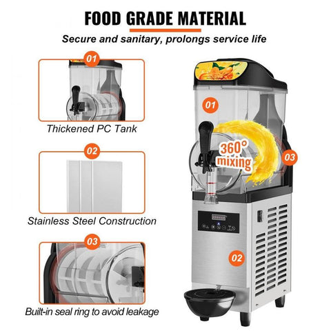 Commercial Slushy Machine, 12L/3.2Gal Stainless Steel Margarita Smoothie Frozen Drink Maker, 50 Cup Triple Bowl Slushie Maker, 500W Slushie Machine for Home Party Restaurants Cafe Bars Use