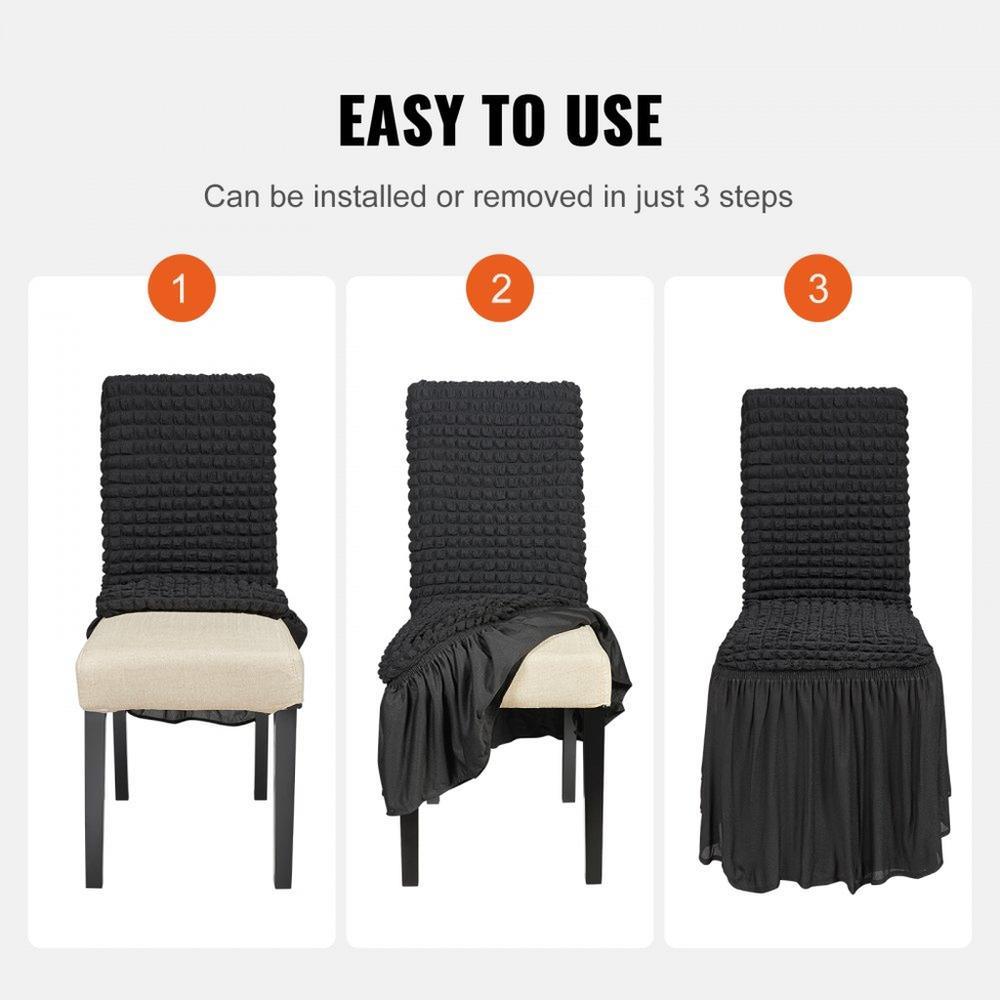Stretch Spandex Folding Chair Covers, Universal Fitted Chair Cover with Skirt, Removable Washable Protective Slipcovers, for Wedding, Holiday, Banquet, Party, Celebration, Dining (4 PCS Black)
