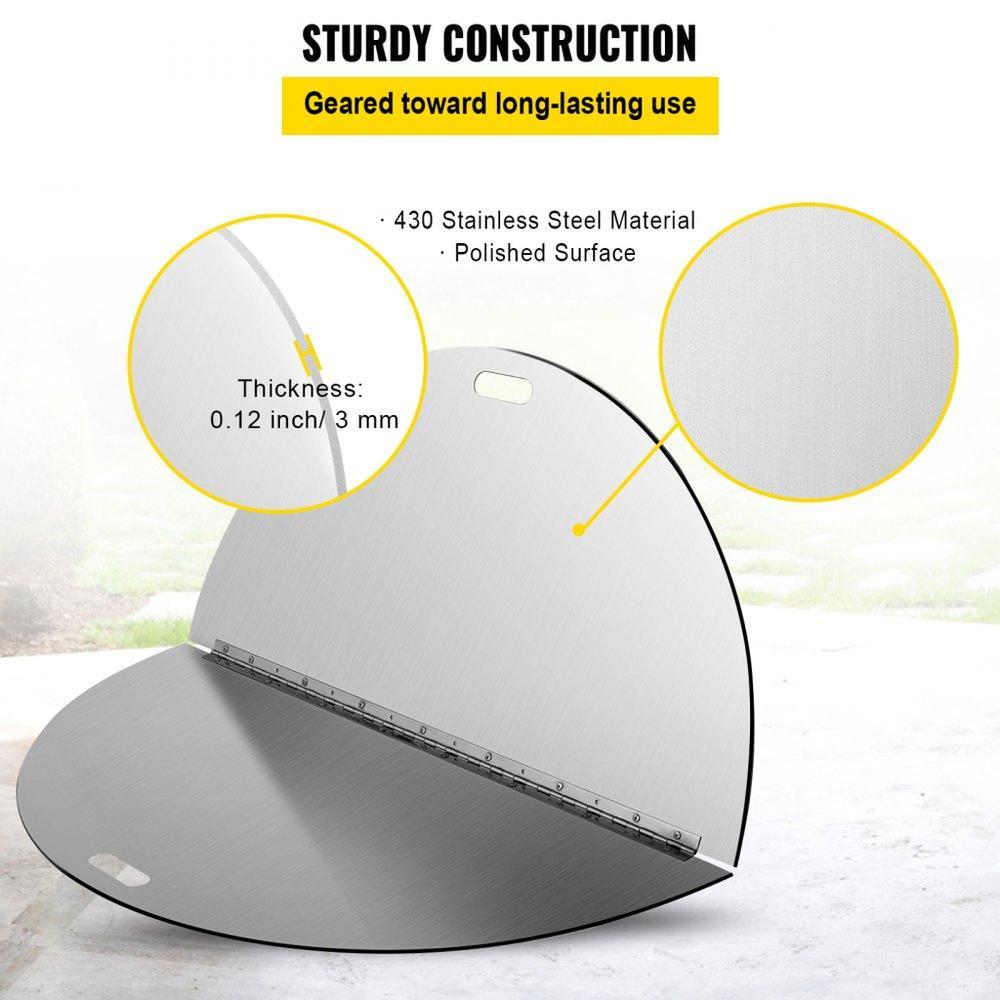 40 Inch Round Fire Pit Lid Foldable Snuff Cover 430 Stainless Steel Spark Screen 3mm Thickness