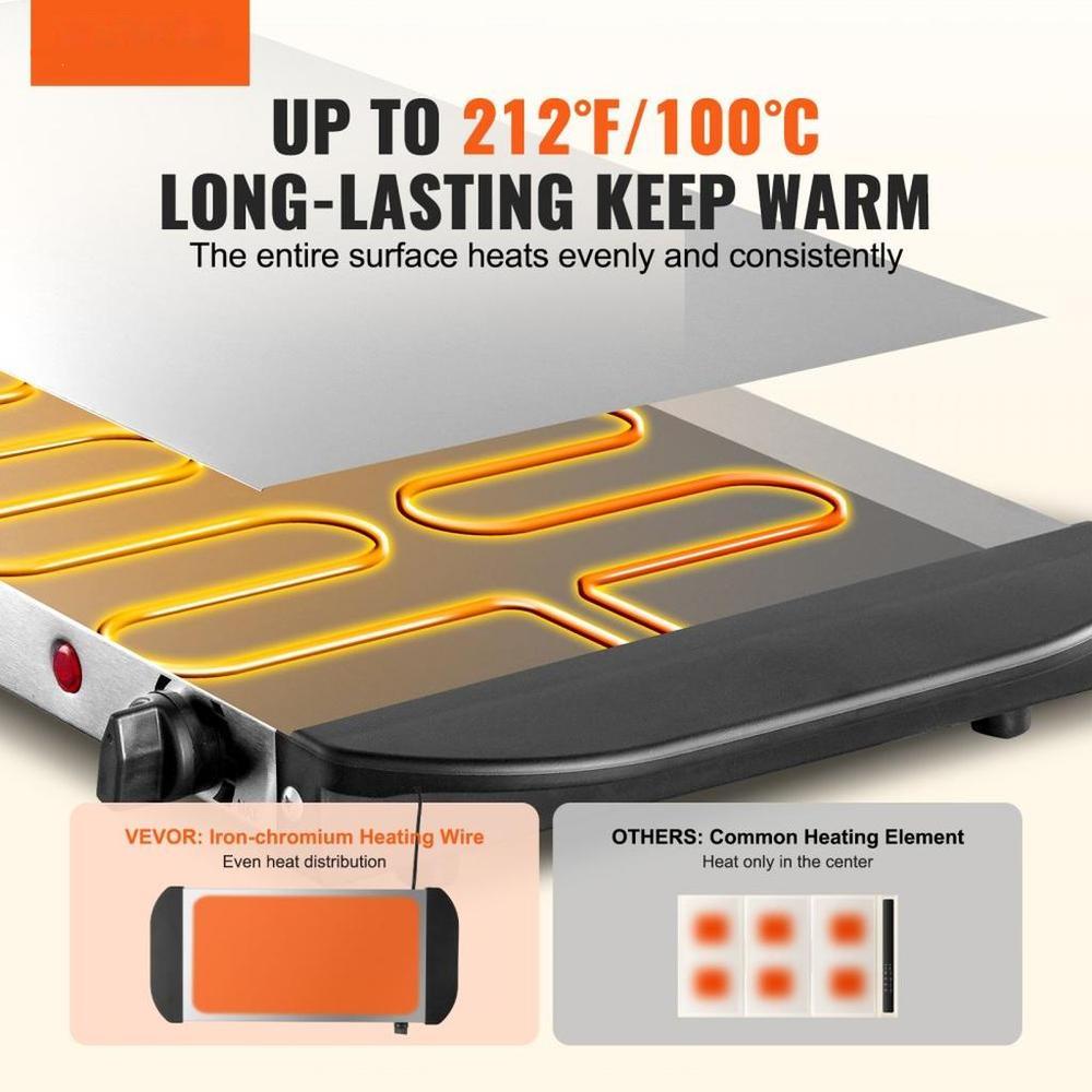 Electric Warming Tray Buffet Food Warming w/ Temp Control Stainless Steel