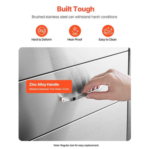 Outdoor Kitchen Drawers, 18.5"W x 22.5"H x 22.5"D Triple Access Drawers, Stainless Steel Flush Mount Cabinets, BBQ Island Drawers Storage with Handle, for Outdoor Kitchens or Patio Grill Station