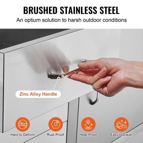 Outdoor Kitchen Door Drawer Combo 38.3''W x 22.7''H x 20.7''D, BBQ Access Door/Triple Drawers Combo with Stainless Steel Handles, Perfect for BBQ Island Patio Grill Station