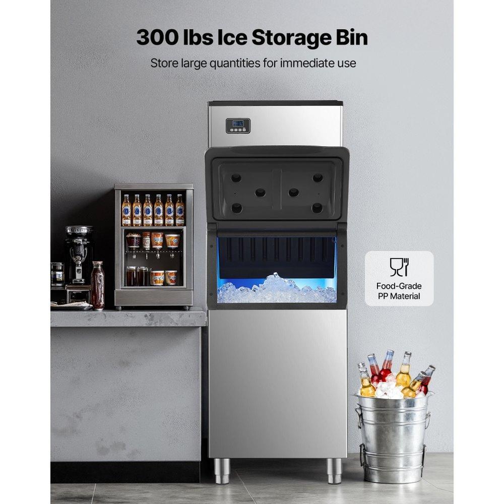 Commercial Ice Maker 500LBS/24H with 300LBS Storage Bin Auto Self-Cleaning