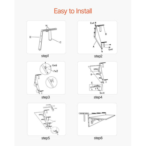 Balcony Hanging Table 12 x 48 in Outdoor Patio Railing Bar Table Foldable