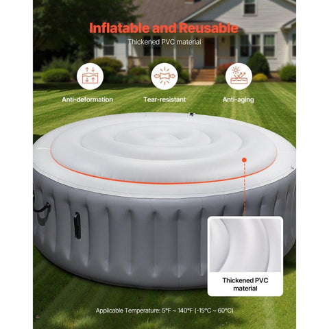 Inflatable Hot Tub Cover 4.5ft Round Lid Weatherproof and Waterproof White