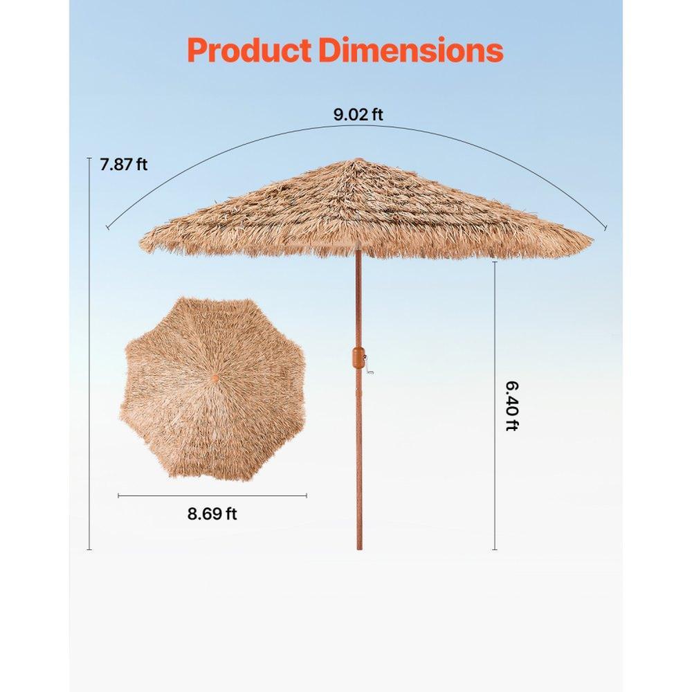 Tiki Umbrella Thatched Patio Umbrella 9 ft Outdoor Beach and Poolside Umbrella