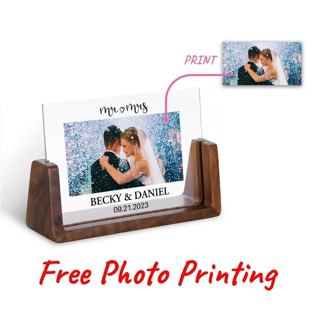 Custom photo frame personalized wooden desktop date photo frame custom memorial gift