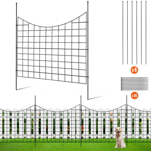 Garden Fence, 36.6in(H) x29.5in(L) Animal Barrier Fence, Underground Decorative Garden Fencing with 2.5 Inch Spike Spacing, Metal Dog Fence for the Yard and Outdoor Patio, 5 Pack