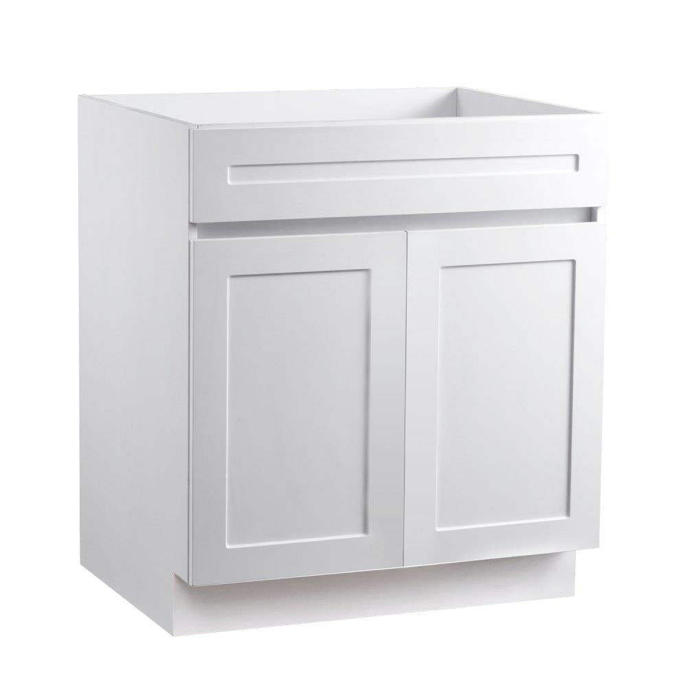 White Shaker Base Cabinet – 30" W x 24" D x 34.5" H, Ready to Assemble Kitchen Cabinet