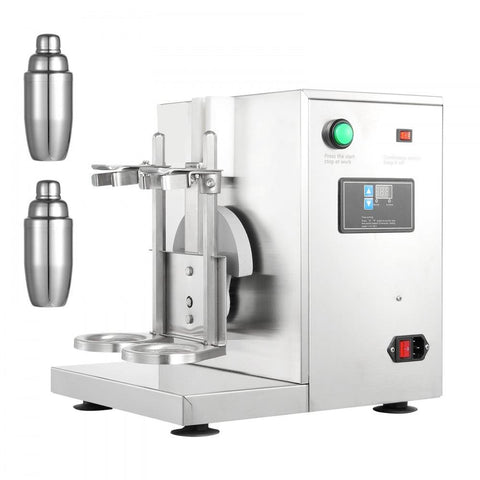 Milkshake Maker Machine, 120W Commercial Milk Tea Shaker Machine, Double Head Milk Shake Mixer Machine, 0-180s Adjustable Milkshake Blender, with 750 ml Stainless Steel Cup, for Milk Tea Store