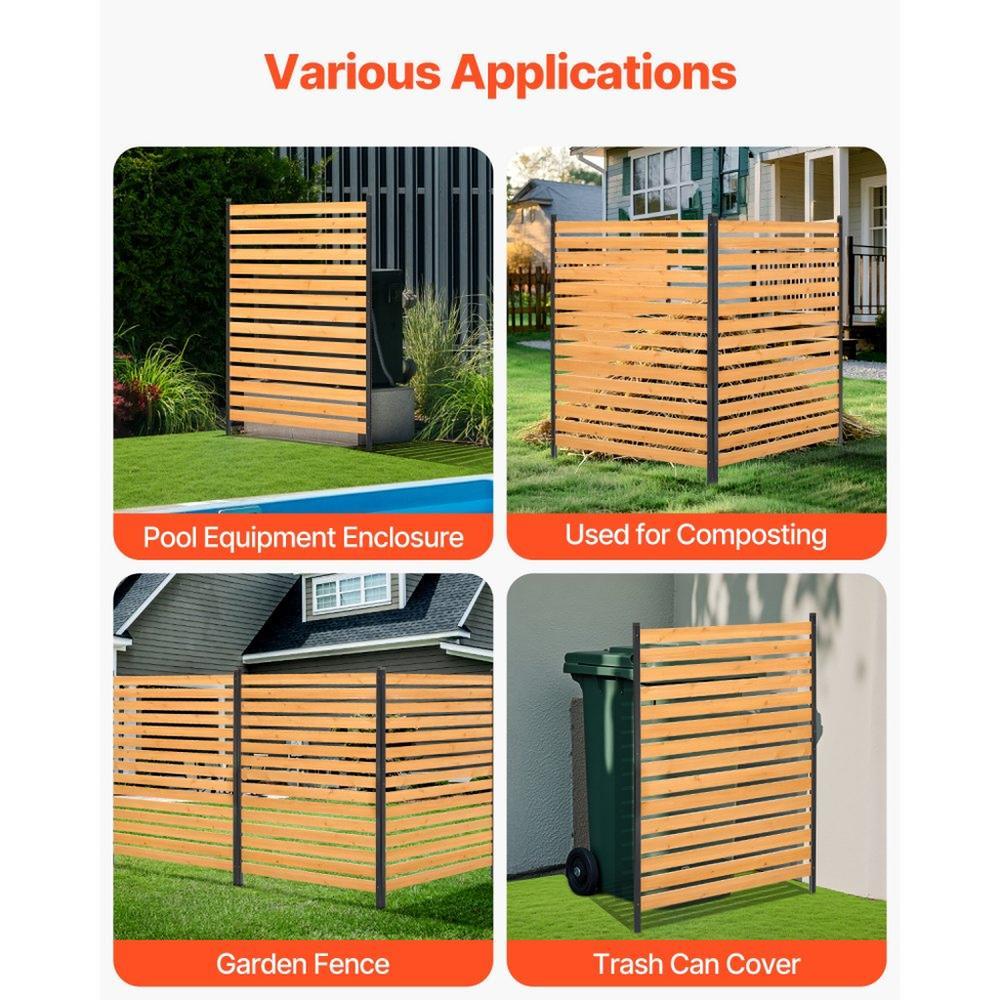Wood Privacy Fence One Panel Slatted Air Conditioner Cover 39 inch Wide x 61 inch Long