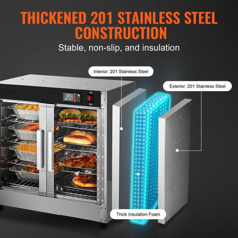 Hot Box Food Warmer 4-Tier Concession Warming Cabinet with Water Tray for Pizza