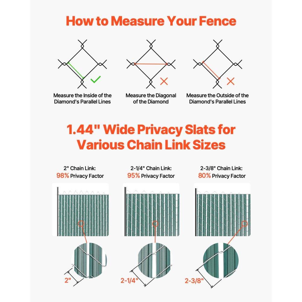 Bottom Locking Privacy Slats, Double-Wall Vertical Bottom-Locking Slats with Wings for Chain-Link Fence, High-Density HDPE Chain Link Slats Ideally Fit 4' High Fence for Garden and Farm(Green)