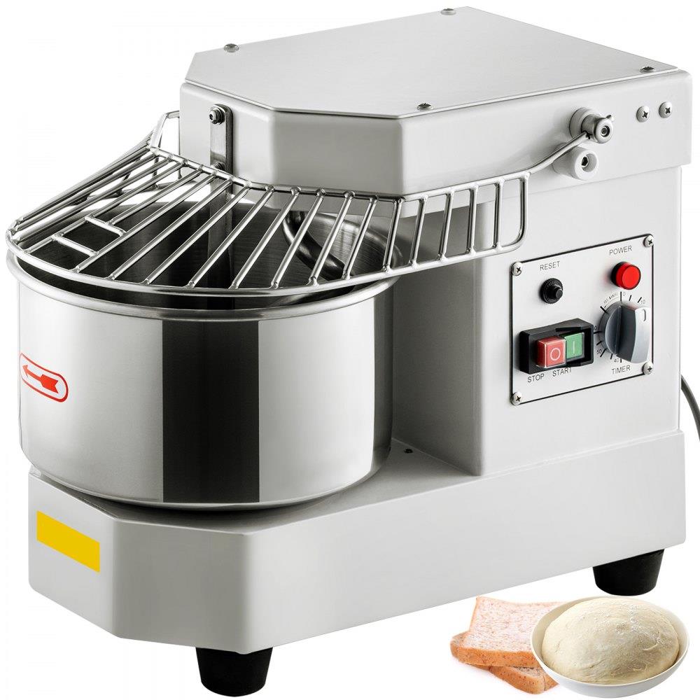 Commercial Food Mixer, 8.5Qt Capacity, 450W Dual Rotating Dough Kneading Machine with Food-grade Stainless Steel Bowl, Security Shield & Timer Included, Baking Equipment for Restaurant Pizzeria