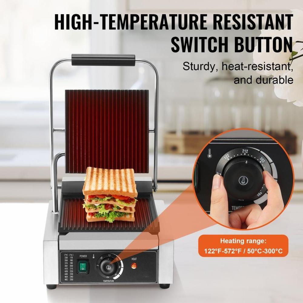 Commercial Panini Press Grill Electric Sandwich Maker Griddle Plate 9 x 9 in