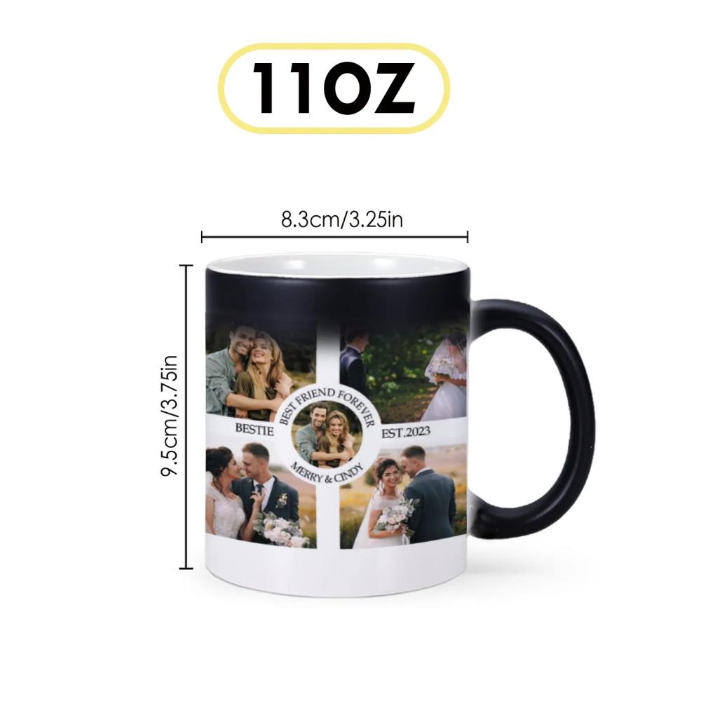 Black Personalized Thermochromic Mug Customized Photo Color Changing Ceramic Mug 11oz