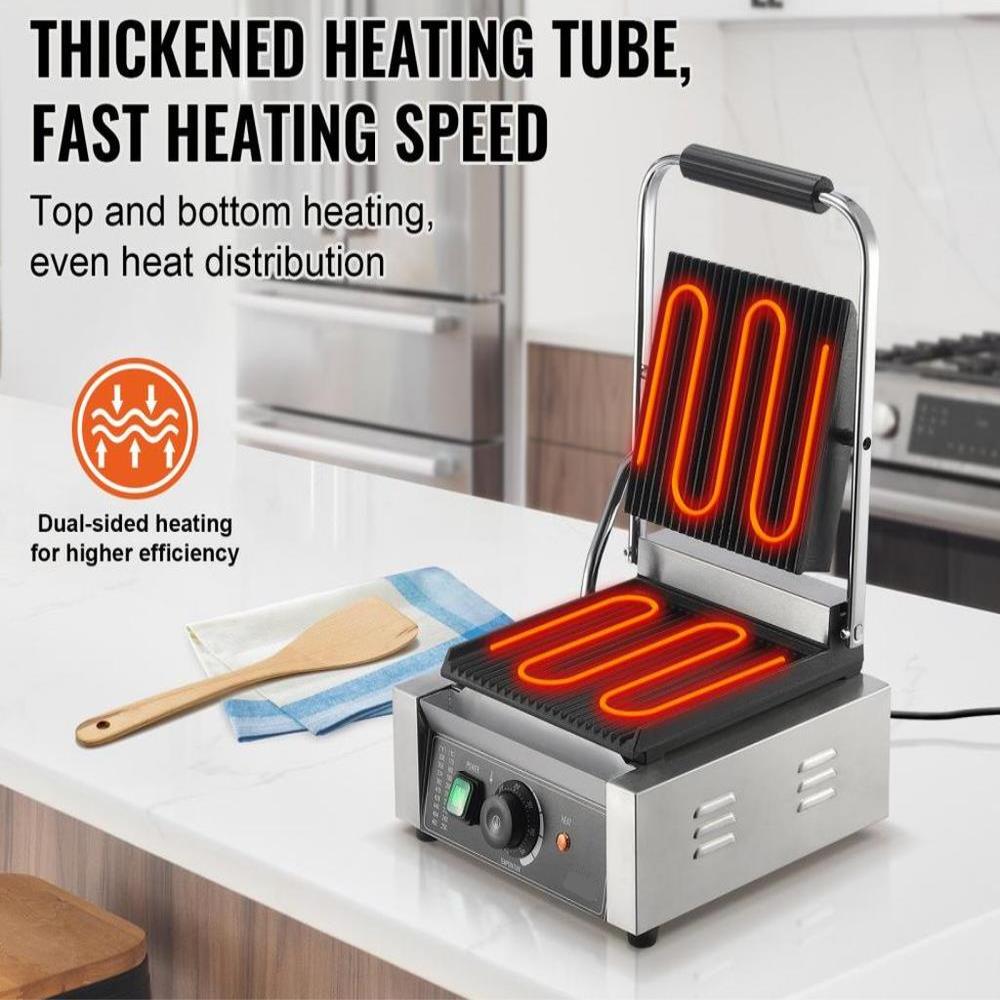 Commercial Panini Press Grill Electric Sandwich Maker Griddle Plate 9 x 9 in