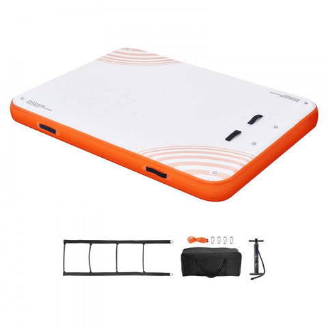 Inflatable Floating Dock, 8 x 6FT Inflatable Dock Platform, Non-Slip Water Floating Dock Mat with Detachable Ladder & Portable Carrying Bag, Floating Platform Island Raft for Ocean Pool Beach