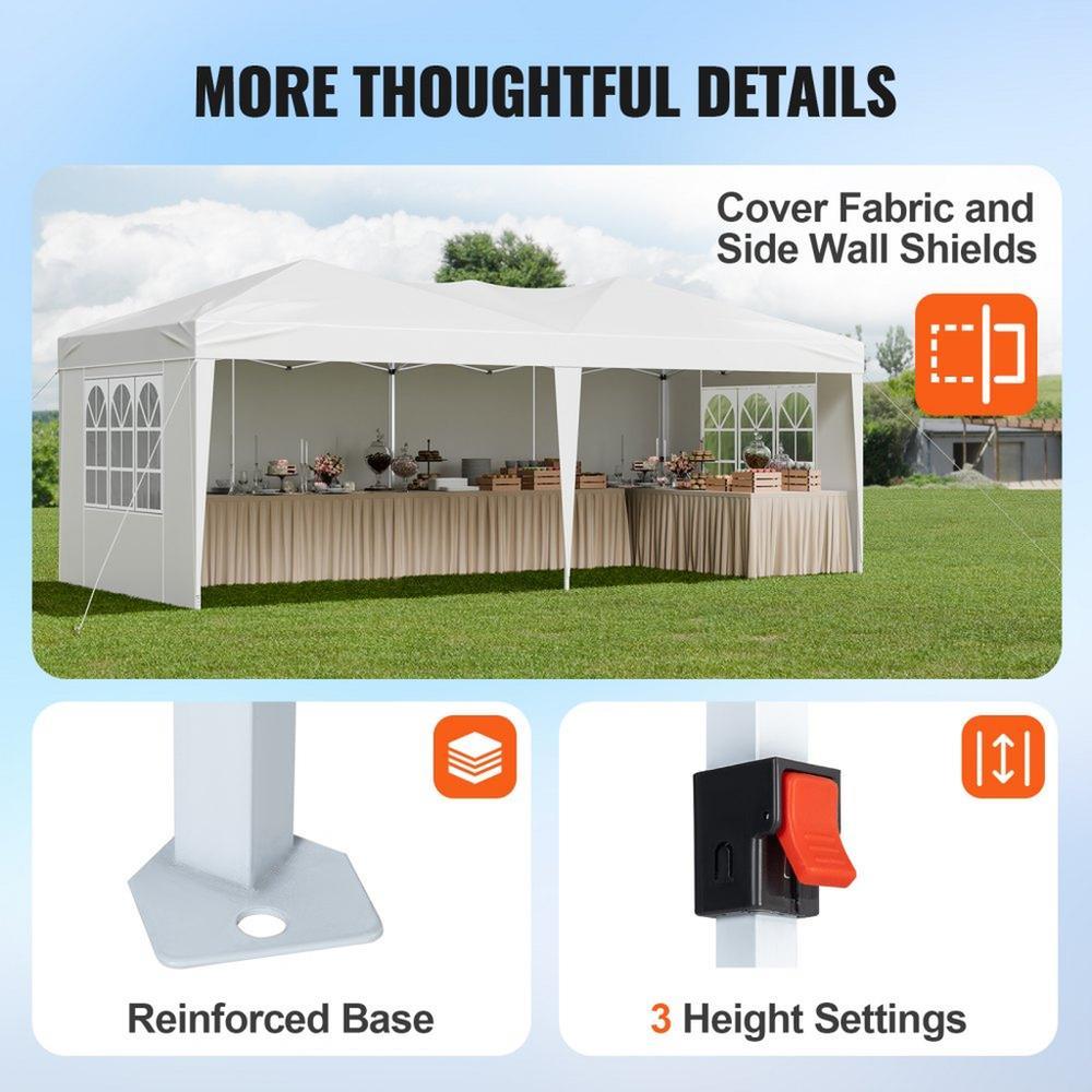 Pop Up Canopy 10 x 20 FT Pop Up Gazebo Tent with 3 Sidewalls & 2 Windows