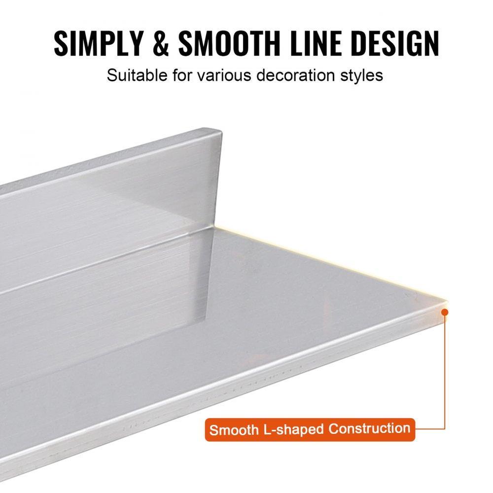 8.6" x 30" Stainless Steel Shelf, Wall Mounted Floating Shelving with Backsplash, 44 lbs Load Capacity Commercial Shelves, Heavy Duty Storage Rack for Restaurant, Kitchen, Bar, Home, and Hotel (2 Packs)