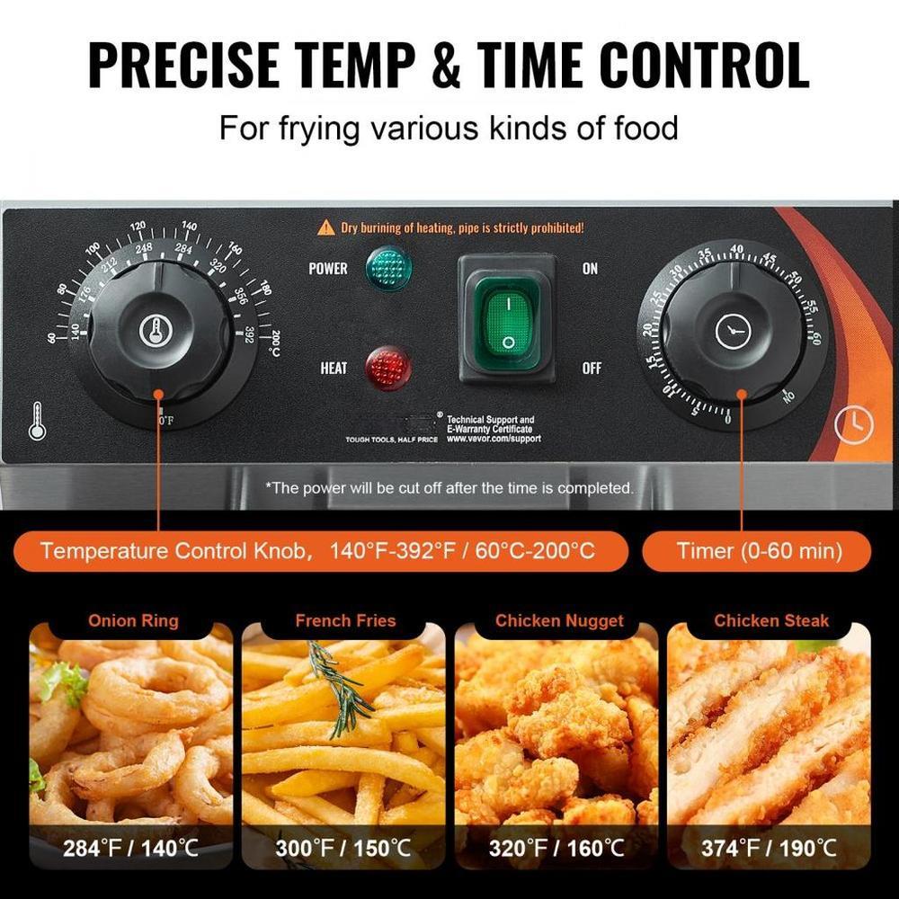 Commercial Electric Deep Fryer Countertop Deep Fryer 1500W 11.6Qt / 11L