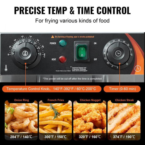 Commercial Electric Deep Fryer Countertop Deep Fryer 1500W 11.6Qt / 11L