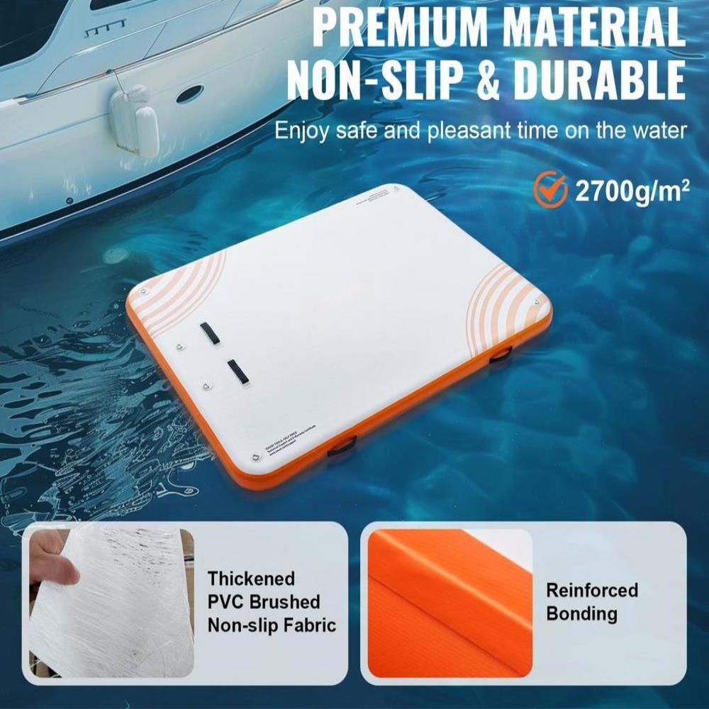 Inflatable Floating Dock, 8 x 6FT Inflatable Dock Platform, Non-Slip Water Floating Dock Mat with Detachable Ladder & Portable Carrying Bag, Floating Platform Island Raft for Ocean Pool Beach