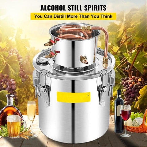 Alcohol Still 13.2Gal/50L, Alcohol Distiller with Circulating Pump, Alcohol Still Copper Tube, Whiskey Distilling Kit with Build-In Thermometer, Whiskey Making Kit for DIY Alcohol, Stainless Ste
