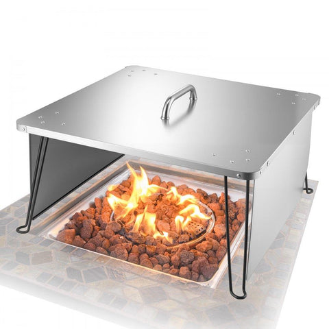 Fire Pit Heat Deflector 25x25x14 inch Stainless Steel Outdoor Burner Cover
