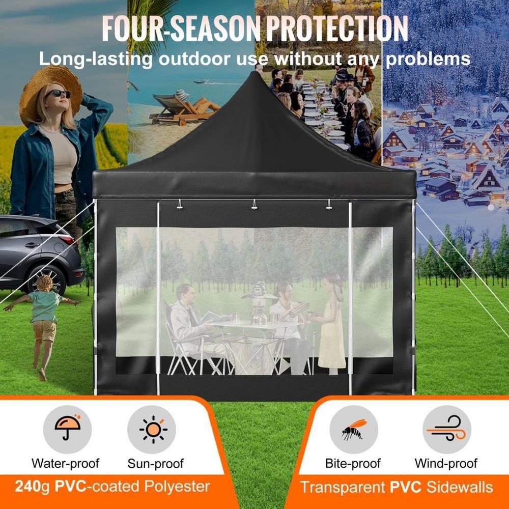 Pop Up Canopy Tent, 10 x 10 FT, Outdoor Patio Gazebo Tent with Removable Sidewalls and Wheeled Bag, UV Resistant Waterproof Instant Gazebo Shelter for Party, Garden, Backyard, Black