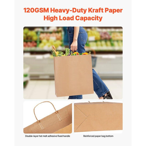 Kraft Paper Bag with Handles 100Pcs 18x7x19 in Party Shopping Retail Bag Black