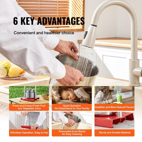 Fruit Wine Press, 1.6 Gallon/6L, 2 Stainless Steel Barrels, Manual Juice Maker, Cider Apple Grape Tincture Vegetables Honey Olive Oil Making Press with T-Handle for Outdoor, Kitchen, and Home