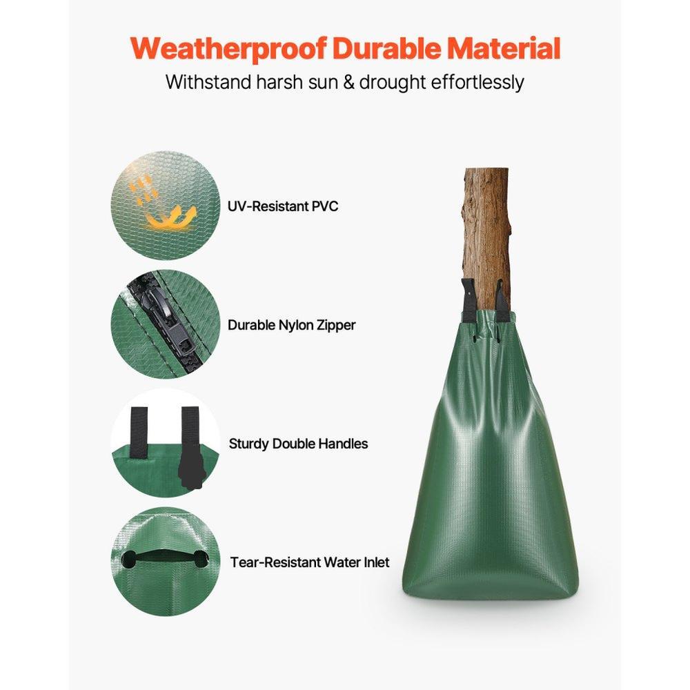 Tree Watering Bag Slow Release 3 Pack 20 Gallon Refillable Drip Irrigation Bags with Zipper Durable Tree Watering System for Deep Root Targeting