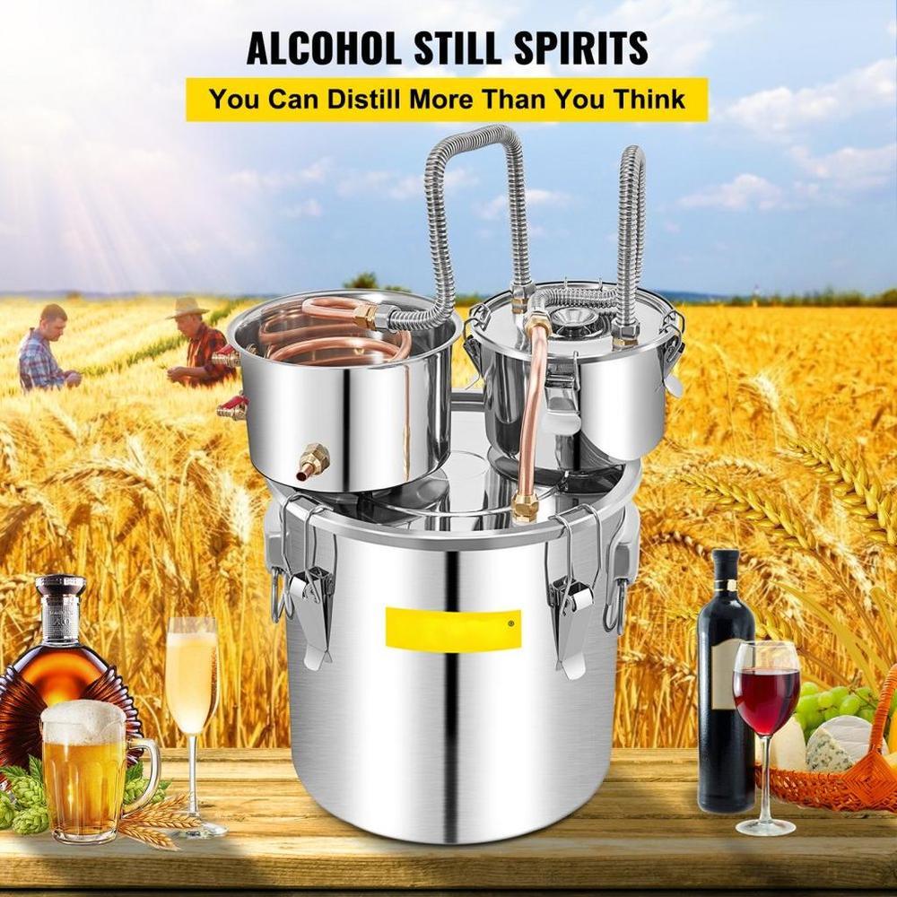 Alcohol Still, 13.2Gal / 50L Stainless Steel Water Alcohol Distiller Copper Tube Home Brewing Kit Build-in Thermometer for DIY Whisky Wine Brandy, Silver