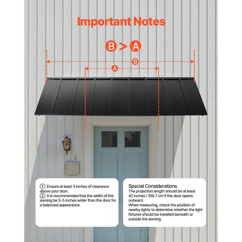 Window Awning Door Canopy 104x36 in Outdoor Steel Front Door Awnings Anti-Rust