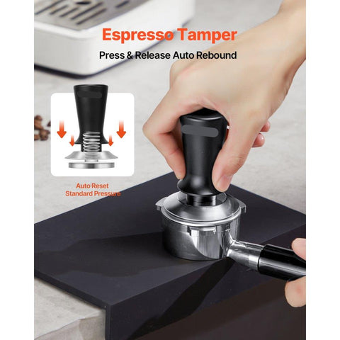 Espresso Tamper 51mm, Spring Loaded Coffee Tamper, 30 lbs Tamper Tool Espresso, Stainless Tamper with Non-Slip Grip