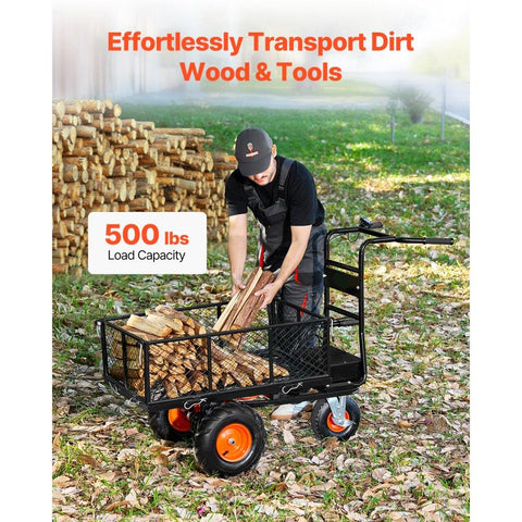 Electric Utility Cart, 500lbs Capacity Power Wagon, 36V 432W Battery Powered Steel Garden Cart with Brake, Heavy Duty Electric Assist Wagon, Material