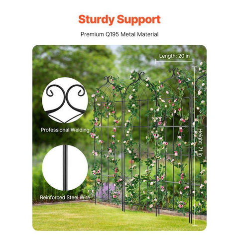 4 Packs Metal Garden Trellis for Climbing Plant Support 71x20 in Rustproof