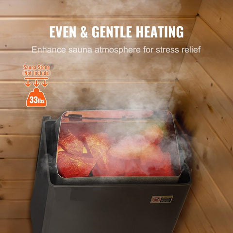 6KW 220V Electric Sauna Heater Stove with Built In Controls 3 Hour Timer Adjustable Temperature for 176 to 318 Cubic Feet Home Hotel Spa Use FCC Certified