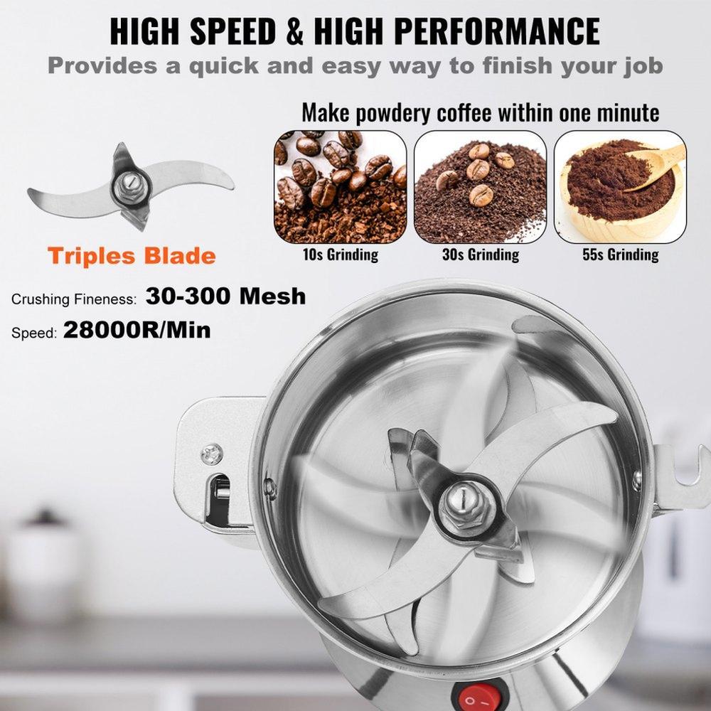 750g Commercial Spice Grinder Electric Grain Mill Grinder High Speed