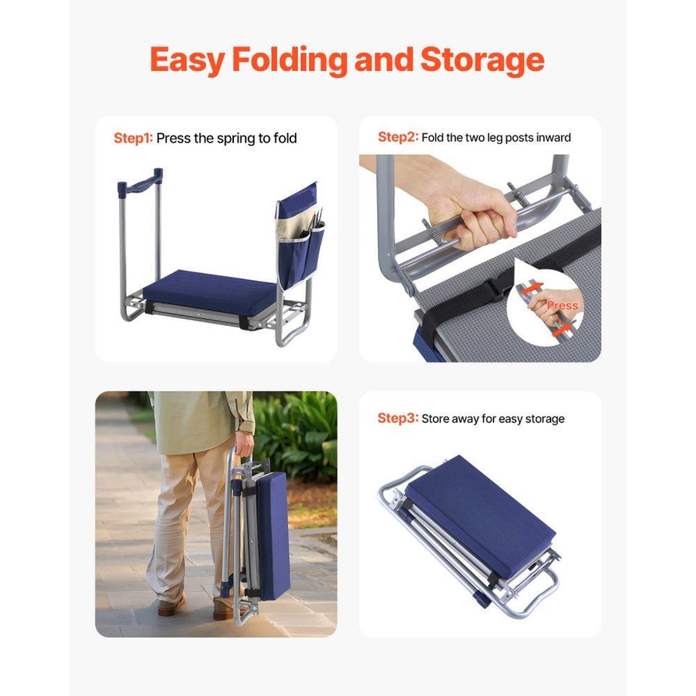 Heavy Duty Folding Garden Kneeler and Seat Comfortable EVA Pad