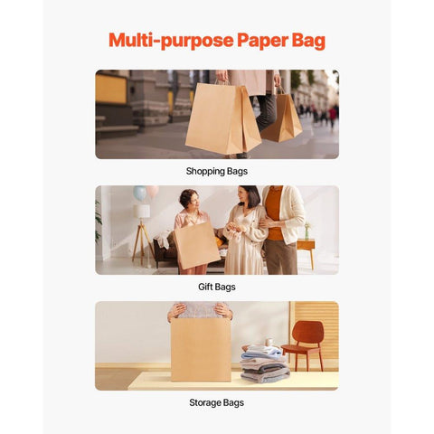 Kraft Paper Bag with Handles 100Pcs 18x7x19 in Party Shopping Retail Bag Black