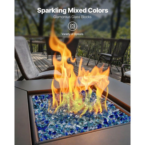 10 LBS Fire Glass 1/2-Inch Fireplace Glass Rocks Cobalt Blue Aqua Blue Clear