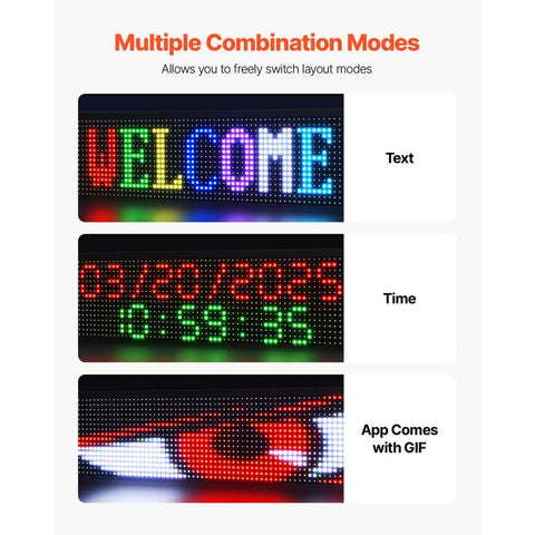 40x8 in Programmable LED Sign Digital Scrolling Display Board P10 Full-color