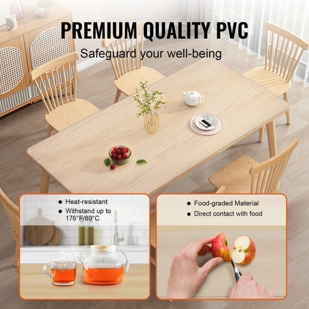 Clear Table Cover Protector 36 x 72 in PVC Plastic Tablecloth 15 mm Thick Waterproof Desk Protector for Dining Coffee Table Writing Desk